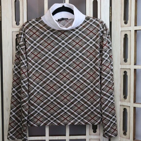 Shein Plaid Knit Turtle Neck Lightweight Sweater [size small] - Picture 1 of 6